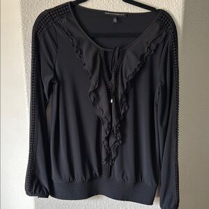 White House Black Market Elegant Black Ruffled Women's Top